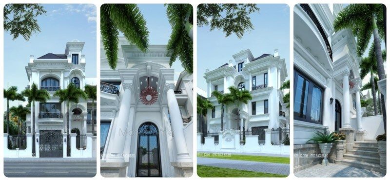 Thiết kế kiến trúc biệt thự tân cổ điển pháp 3, 4 tầng đẹp ở Hà Nội